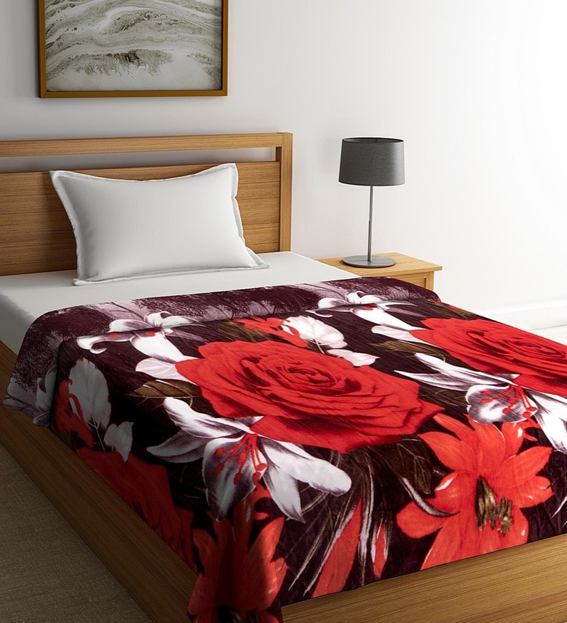 Buy Red Polyester 210 GSM Single Bed Ac Room Blanket By Neudis Online