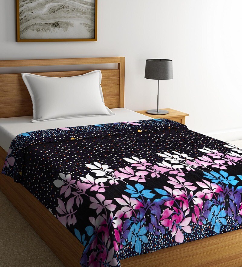 Buy Black Polyester 210 GSM Single Bed Ac Room Blanket By Neudis Online
