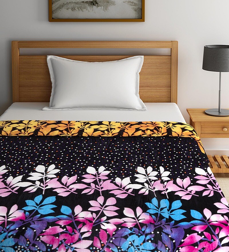 Buy Black Polyester 210 GSM Single Bed Ac Room Blanket By Neudis Online