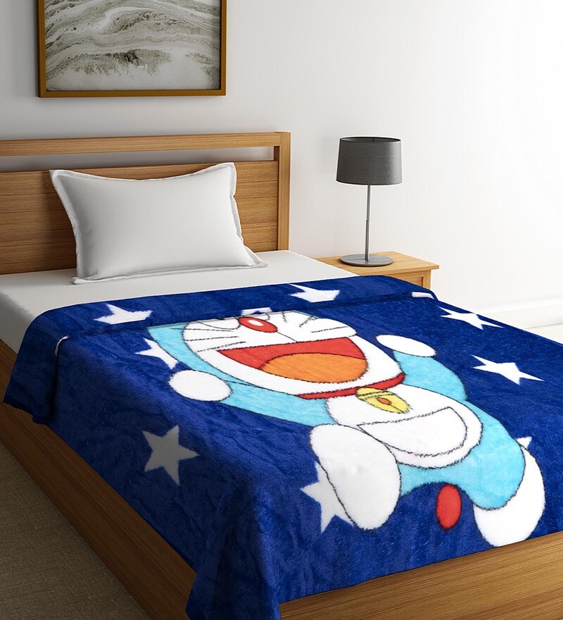 Buy Blue Polyester 210 GSM Single Bed AC Room Blanket by Neudis Online