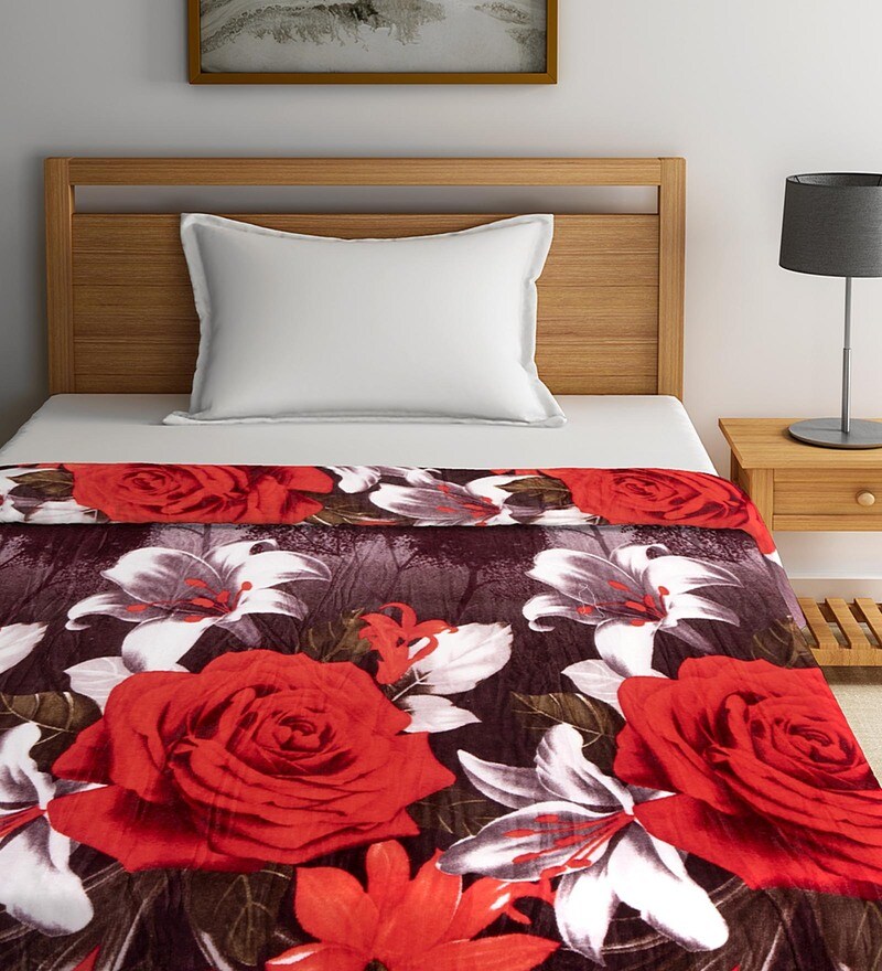 Buy Red Polyester 210 GSM Single Bed Ac Room Blanket By Neudis Online