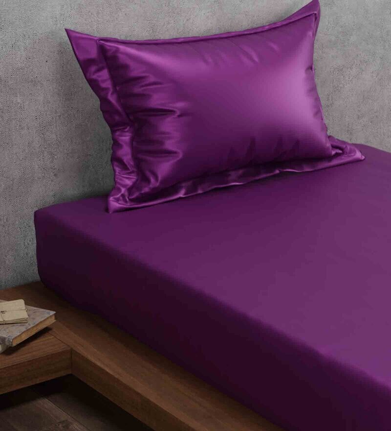Buy Polyester Solid 225 TC 1 Double Bedsheet with 1 Pillow Cover by