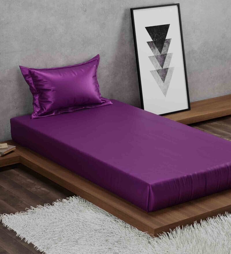 Buy Polyester Solid 225 TC 1 Double Bedsheet with 1 Pillow Cover by