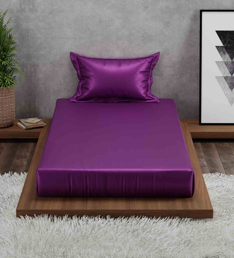 Buy Polyester Solid 225 TC 1 Double Bedsheet with 1 Pillow Cover by