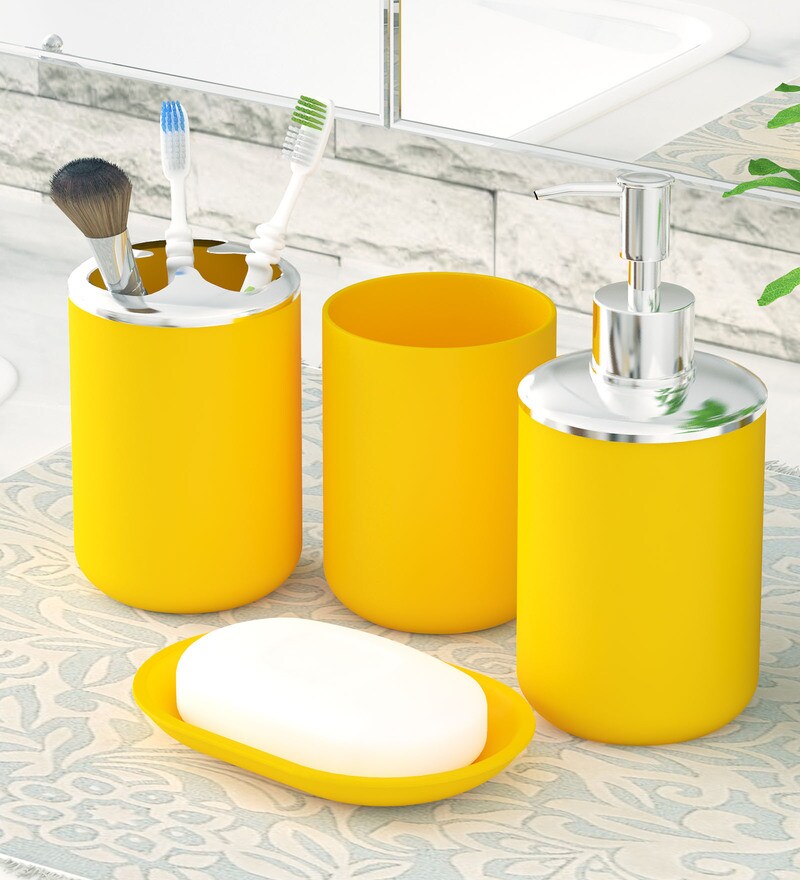 Buy Polypropylene Counter Top Bathroom Accessories in Yellow by Story