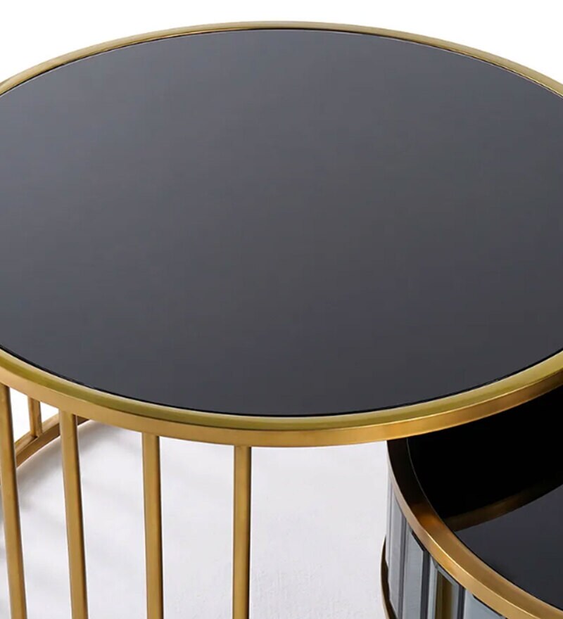 Buy Porche Glass Top Nesting Table With Drawer Storage (Set of 2) in