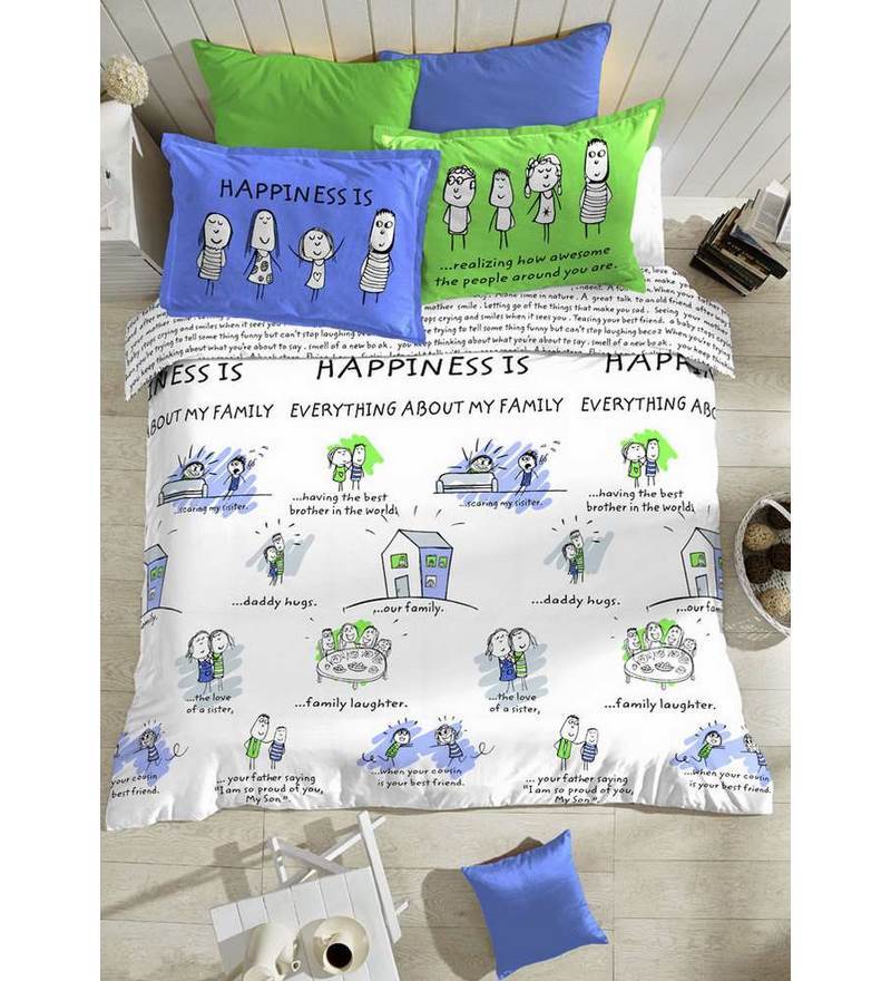 Buy Portico New York Blue White Happiness Is Bedlinen Single Comforter Online Comforters Bedding Mattresses Bedding Pepperfry Product