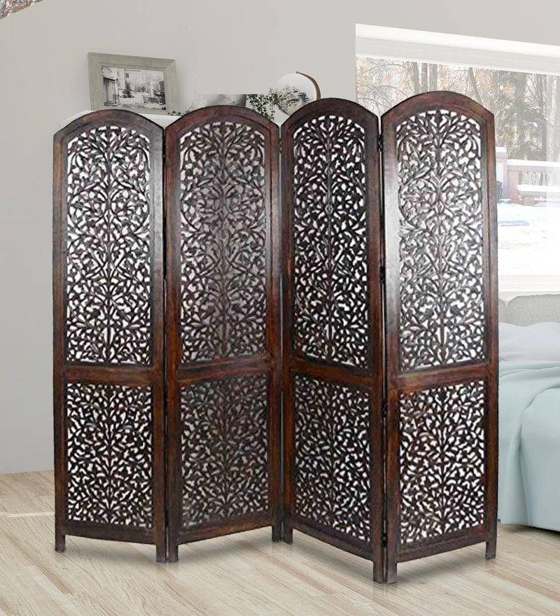 Buy Solid Wood Room Divider in Brown Colour by Aarsun ...