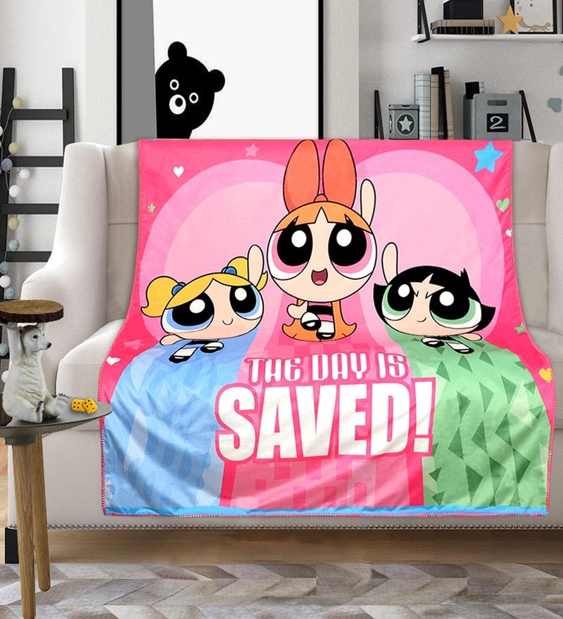 Buy Powerpuff Girls Reversible Blanket & Sofa Cover in Multicolour by ...