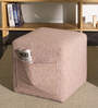 Pocket Fabric Pouffe In Gentle Pink Colour
