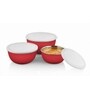 Pogo Red Stainless Steel Microwave Bowl- Set of 3