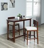 Poise Solid Wood Bar Table Set in Walnut Veneer Finish with 2 Chair