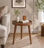 Poitiers Mango Wood End Table In Tubbaq Finish With Clear Glass Top
