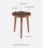 Poitiers Mango Wood End Table In Tubbaq Finish With Clear Glass Top