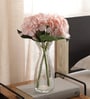 Pink Fabric Artificial Attractive Hydrangea Flower Bunch Set of 2