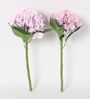 Purple Fabric Artificial Attractive Hydrangea Flower Bunch Set of 2