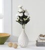 White Fabric Artificial Exclusive Peony Flower Bunch