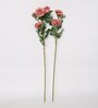Orange Fabric Artificial Peony Flower Bunch Set of 2