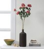 Orange Fabric Artificial Peony Flower Bunch Set of 2