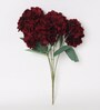 Maroon Polyester Exclusive Hydrangea Bunch Artificial Flowers