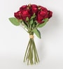 Red Fabric Shaded Exquisite Rose Bunch Artificial Flowers