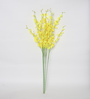 Yellow Fabric Artificial Orchid Flower Sticks Set of 5