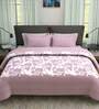 Purple Floral TC 180 Polycotton Bedcover With 2 Pillow Covers