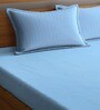 Blue Stripes 300 TC Cotton Blend King Sized Bed Sheets with 2 Pillow Covers