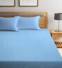 Blue Stripes 300 TC Cotton Blend King Sized Bed Sheets with 2 Pillow Covers