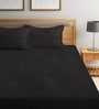 Black Stripes 300 TC Cotton Blend King Sized Bed Sheets with 2 Pillow Covers