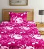 Pink Floral 300 TC Poly Cotton 1 Single Bedhseet with 1 Pillow Cover