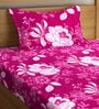 Pink Floral 300 TC Poly Cotton 1 Single Bedhseet with 1 Pillow Cover