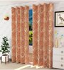 Peach Polycotton Blackout 7 Feet Eyelet Curtain (Set of 2)