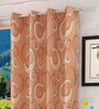 Peach Polycotton Blackout 7 Feet Eyelet Curtain (Set of 2)