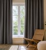 Dark Beige Polycotton Blackout Solid Curtains 7 Feet Long Set of 2