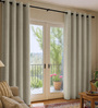 Ivory Polycotton Blackout Solid Curtains 7 Feet Long Set of 2
