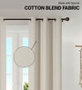 Ivory Polycotton Blackout Solid Curtains 7 Feet Long Set of 2