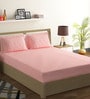 Pink Abstract 144 TC Poly Cotton Queen Sized Bed Sheets with 2 Pillow Covers