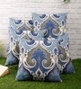 Blue Polycotton Ethnic Motif 16x16 inches Cushion Cover (5Pc)