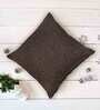 Brown Solid Polyester 16 x 16 Inches Cushion Cover