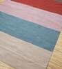 Multicolor Striped Polyester 6 ft x 9 ft Hand Woven Dhurrie