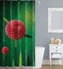 Green Floral Pattern Polyester Shower Curtains
