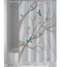 White Abstract Pattern Polyester Shower Curtains