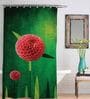 Green Floral Pattern Polyester Shower Curtains