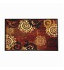 Polyester Ethnic Pattern Machine Tufted 2 X 1 Feet Carpet in Brown Color