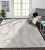 Polyester Geometric Machine Made Carpet, 5 x 7 feet, Cream