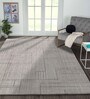 Polyester Geometric Machine Made Carpet, 5 X 7 Feet, Grey