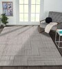 Polyester Geometric Machine Made Carpet, 5 x 7 feet, Grey