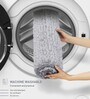 Polyester Machine Made  80 x 50 Inches Bath Mat, Grey White