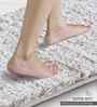 Taupe and White Polyester Machine Made 60x40 cm Bath Mat